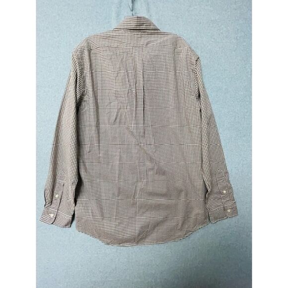 Ralph Lauren Mens Button Down Shirt Large Gingham Check Brown White Long Sleeve - Picture 4 of 6